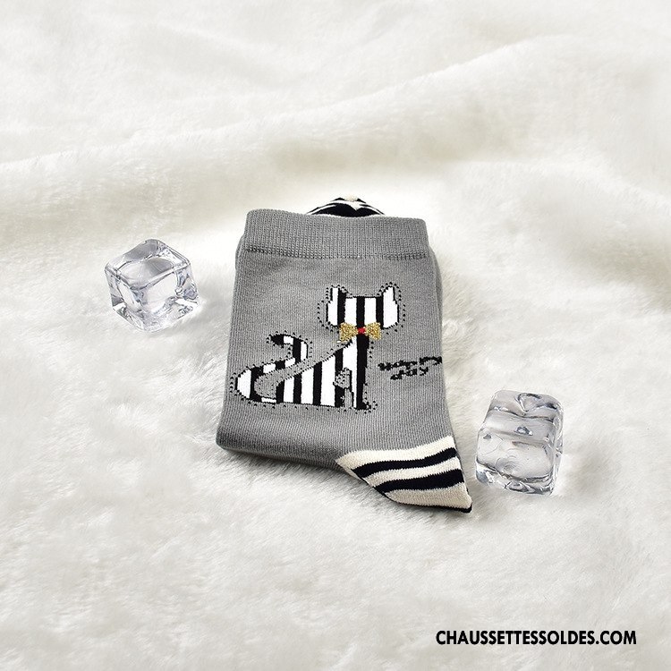 Chaussettes Mi Hautes Femme Animal Milieu Mode Modèle Tous Les Assortis Le Nouveau Gris