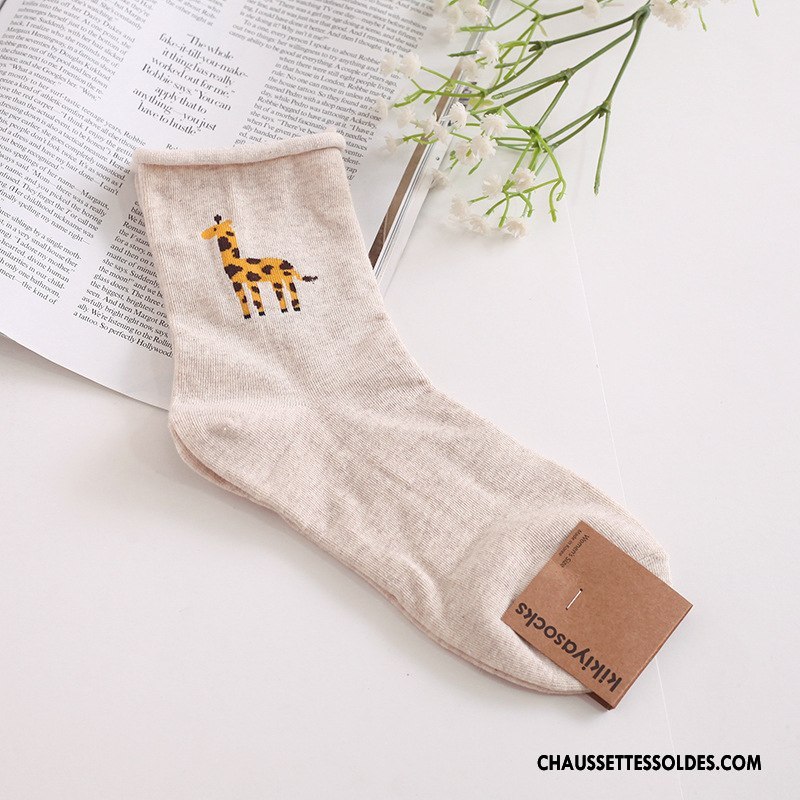 Chaussettes Mi Hautes Femme Animal Simple Généreuse Long Stock Mode Ourlet Rose