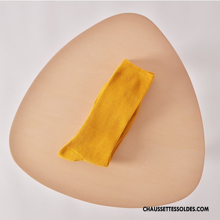 Chaussettes Mi Hautes Femme Art Matelassé L'automne Hiver Rétro Jaune