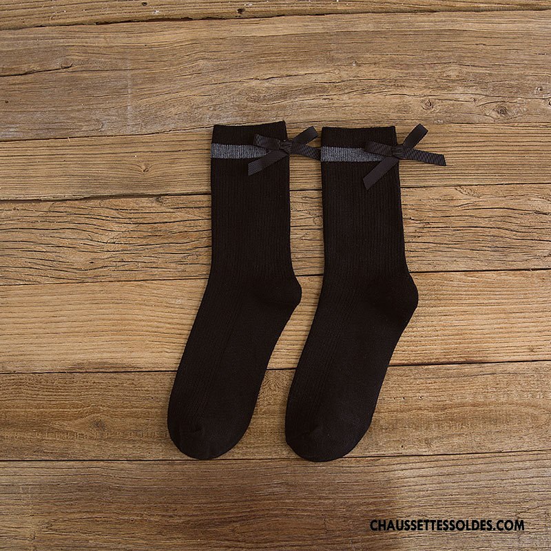 Chaussettes Mi Hautes Femme Beige Papillon Nouvelles Arrivées Hiver Dame L'automne Blanc