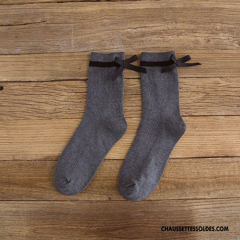 Chaussettes Mi Hautes Femme Beige Papillon Nouvelles Arrivées Hiver Dame L'automne Blanc