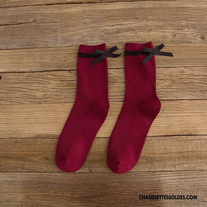 Chaussettes Mi Hautes Femme Beige Papillon Nouvelles Arrivées Hiver Dame L'automne Blanc