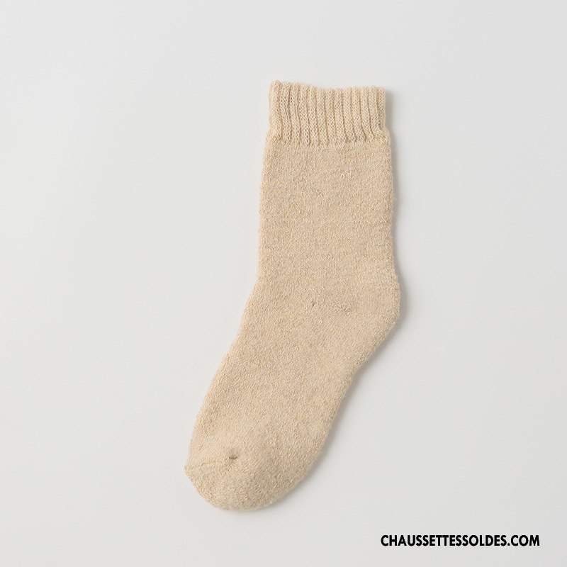 Chaussettes Mi Hautes Femme Beige Thermiques Hiver Le Nouveau Lapin Milieu Pure Blanc
