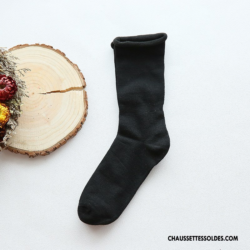 Chaussettes Mi Hautes Femme Bouche Libre Élève Chaussette Courte 100% Coton Ourlet Enceintes Pure Or