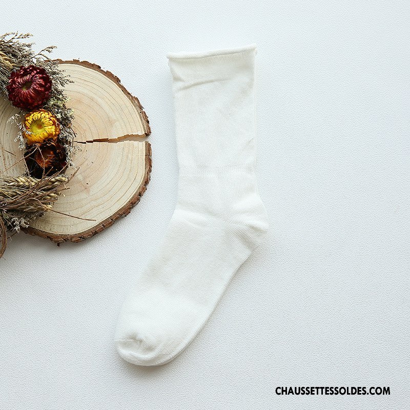 Chaussettes Mi Hautes Femme Bouche Libre Élève Chaussette Courte 100% Coton Ourlet Enceintes Pure Or