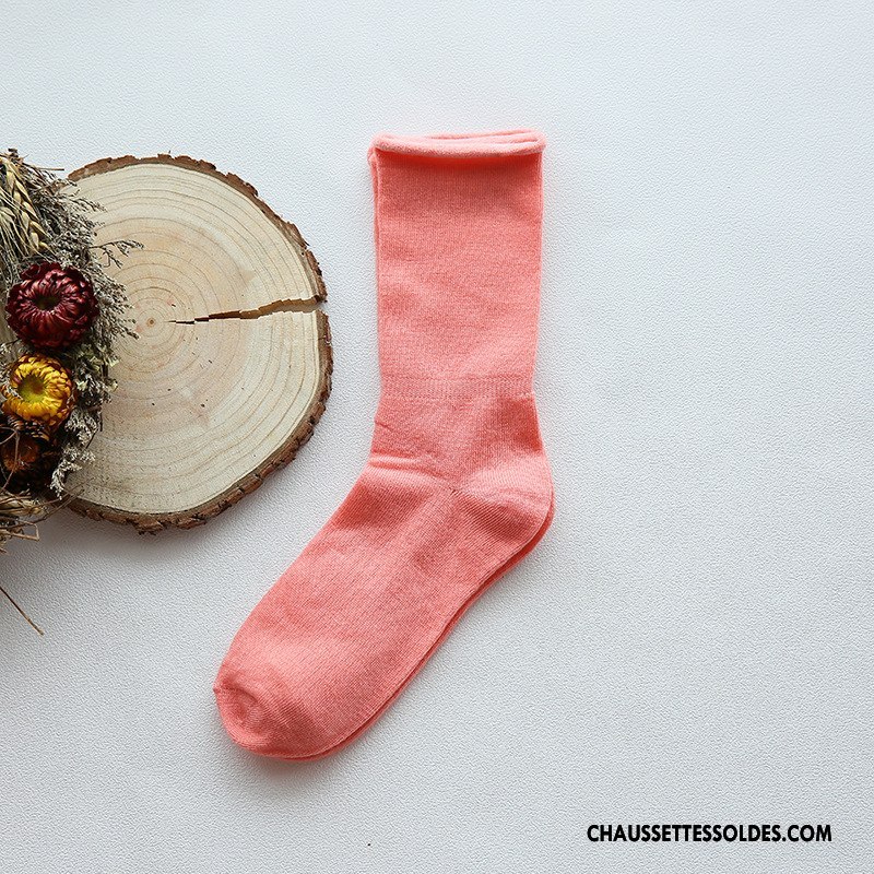 Chaussettes Mi Hautes Femme Bouche Libre Élève Chaussette Courte 100% Coton Ourlet Enceintes Pure Or
