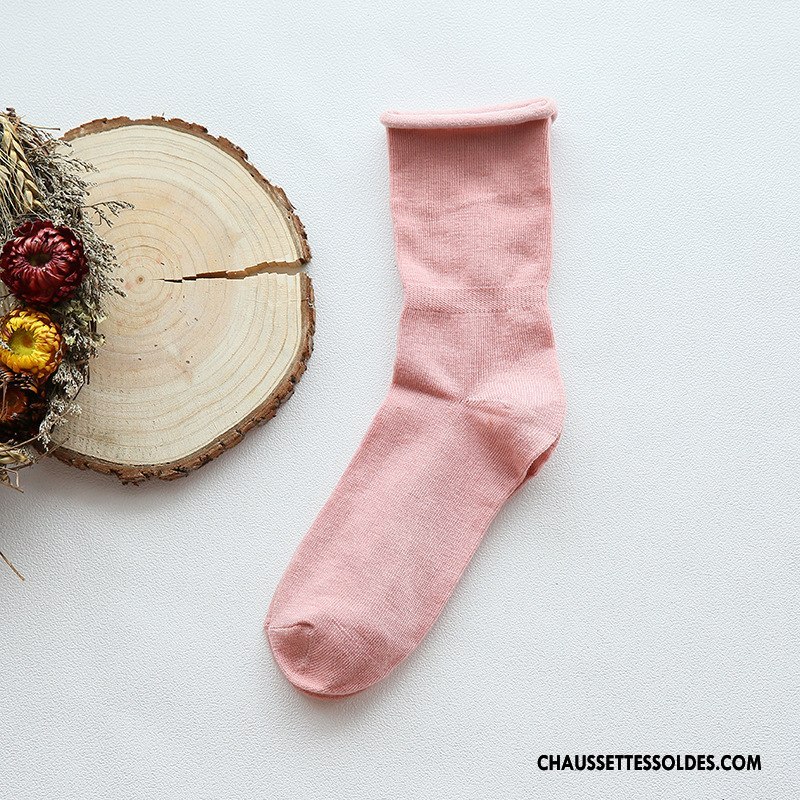Chaussettes Mi Hautes Femme Bouche Libre Élève Chaussette Courte 100% Coton Ourlet Enceintes Pure Or