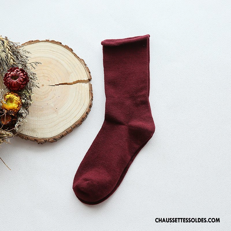 Chaussettes Mi Hautes Femme Bouche Libre Élève Chaussette Courte 100% Coton Ourlet Enceintes Pure Or