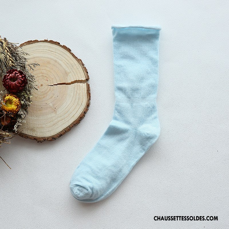 Chaussettes Mi Hautes Femme Bouche Libre Élève Chaussette Courte 100% Coton Ourlet Enceintes Pure Or