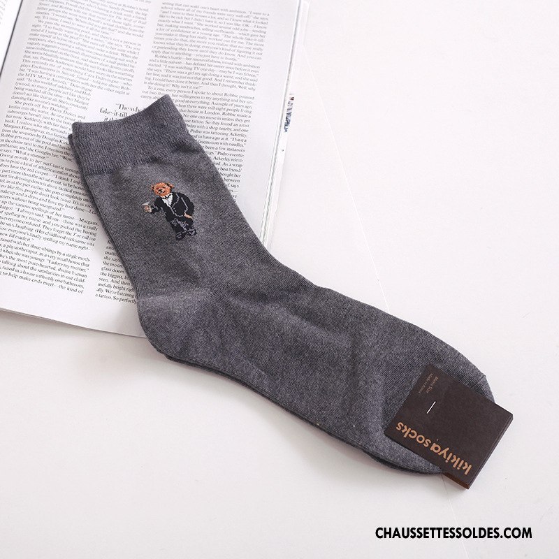 Chaussettes Mi Hautes Femme Britanique Coton Bio Hiver Campus Ours Importer Marron / Brun