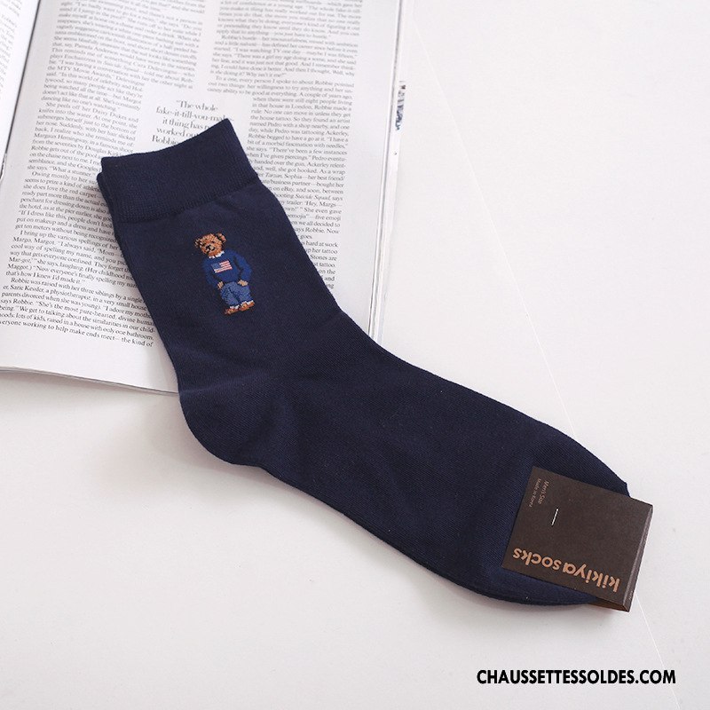 Chaussettes Mi Hautes Femme Britanique Coton Bio Hiver Campus Ours Importer Marron / Brun