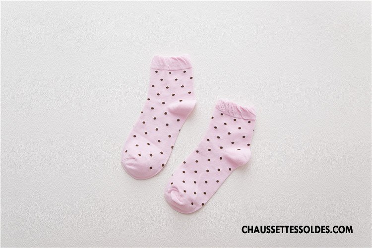 Chaussettes Mi Hautes Femme Bulle Le Nouveau Milieu Points Petit Chaussettes En Coton Rose