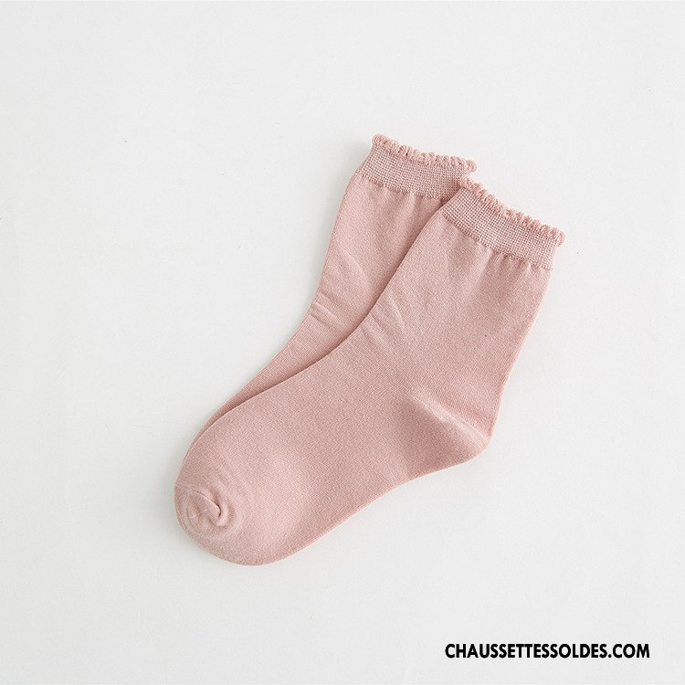Chaussettes Mi Hautes Femme Bulle Milieu Chaussette Longue Casual L'automne Nouvelles Arrivées Pure Rose