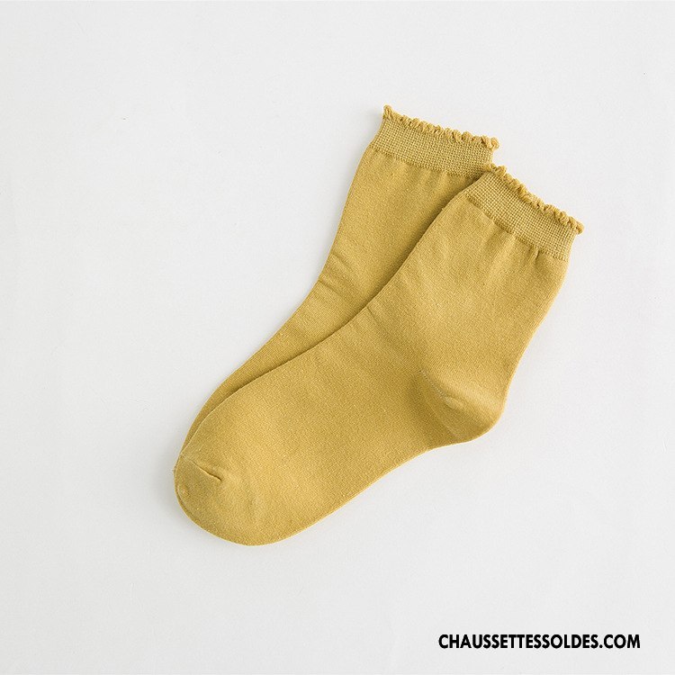 Chaussettes Mi Hautes Femme Bulle Milieu Chaussette Longue Casual L'automne Nouvelles Arrivées Pure Rose