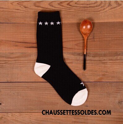 Chaussettes Mi Hautes Femme Campus Vent Coton Bio Étoile Homme Milieu Nouvelles Arrivées Blanc Noir