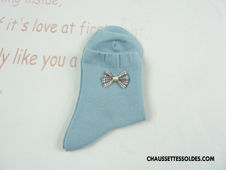 Chaussettes Mi Hautes Femme Casual Hiver Papillon Respirant Chaussettes En Coton Le Nouveau Bleu