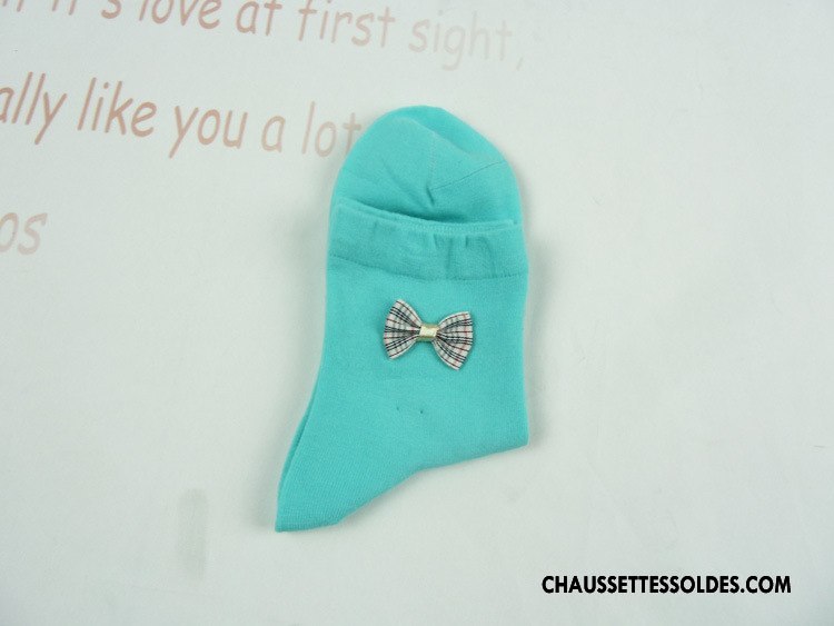 Chaussettes Mi Hautes Femme Casual Hiver Papillon Respirant Chaussettes En Coton Le Nouveau Bleu