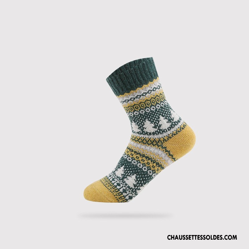 Chaussettes Mi Hautes Femme Casual Lapin La Laine Milieu Rétro Dame Couleurs Mixtes Vert