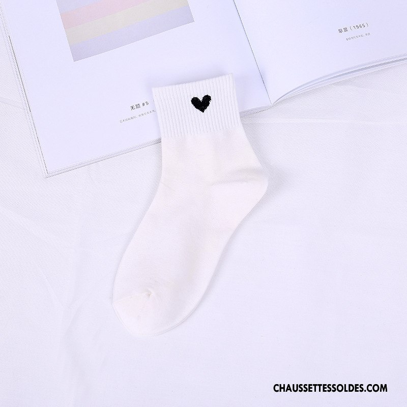 Chaussettes Mi Hautes Femme Casual Printemps Nouvelles Arrivées Vent D'université Milieu Amour Rose
