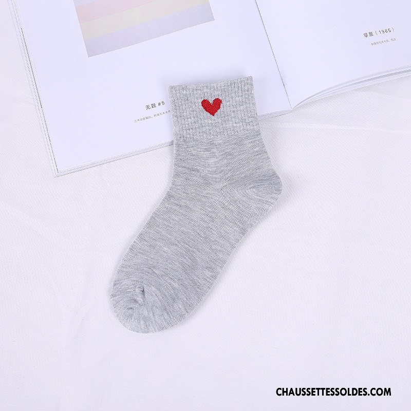 Chaussettes Mi Hautes Femme Casual Printemps Nouvelles Arrivées Vent D'université Milieu Amour Rose