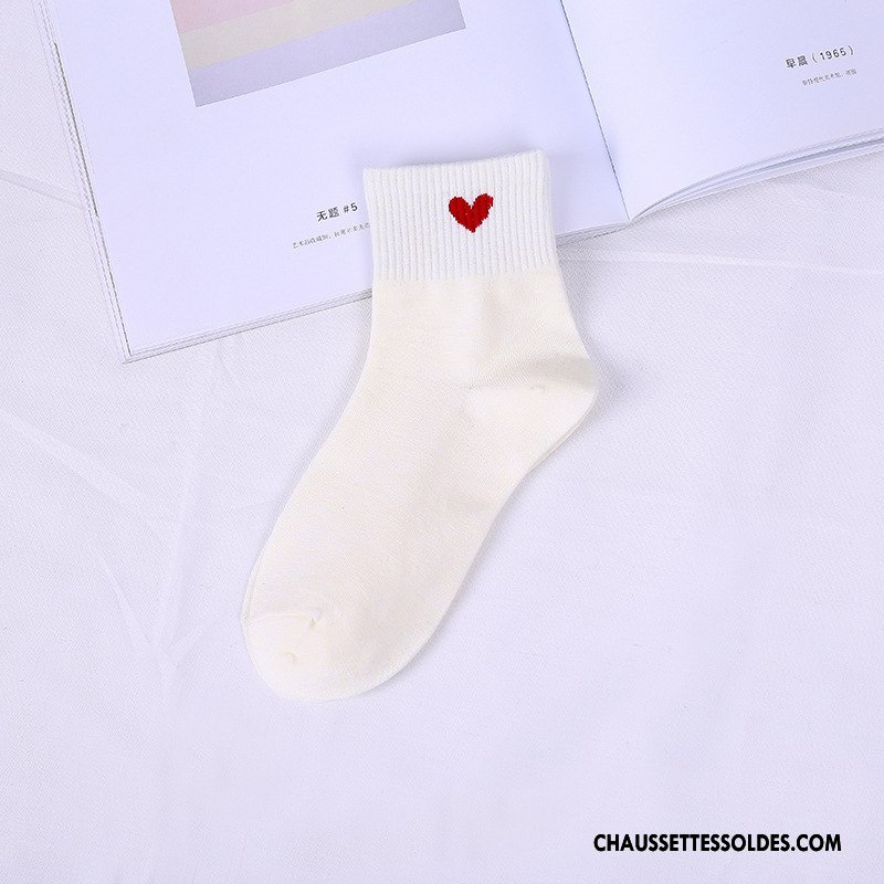Chaussettes Mi Hautes Femme Casual Printemps Nouvelles Arrivées Vent D'université Milieu Amour Rose