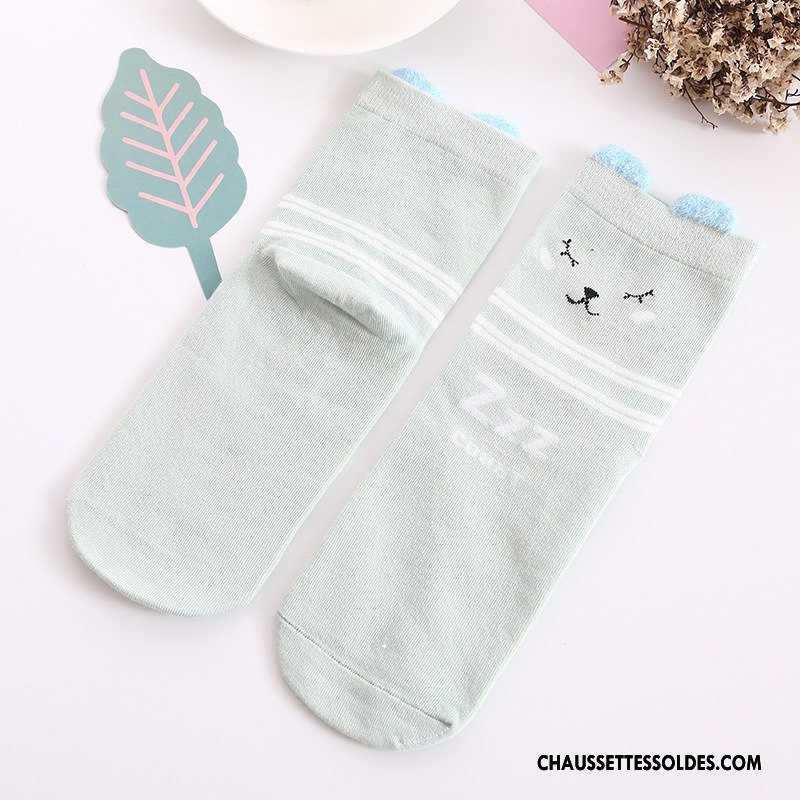 Chaussettes Mi Hautes Femme Charmant Coton Milieu Dessin Animé Dimensionnel Adulte Violet