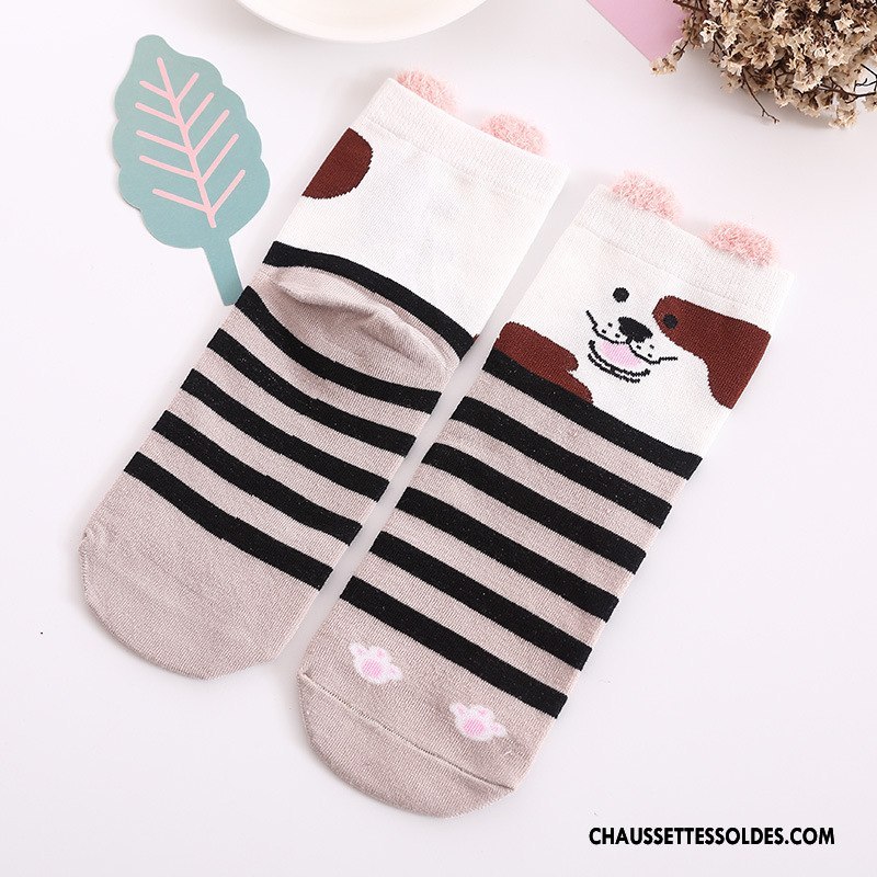 Chaussettes Mi Hautes Femme Charmant Coton Milieu Dessin Animé Dimensionnel Adulte Violet