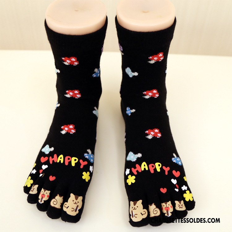 Chaussettes Mi Hautes Femme Charmant Dessin Animé Cinq Doigts Adulte Matelassé Confortable Vert