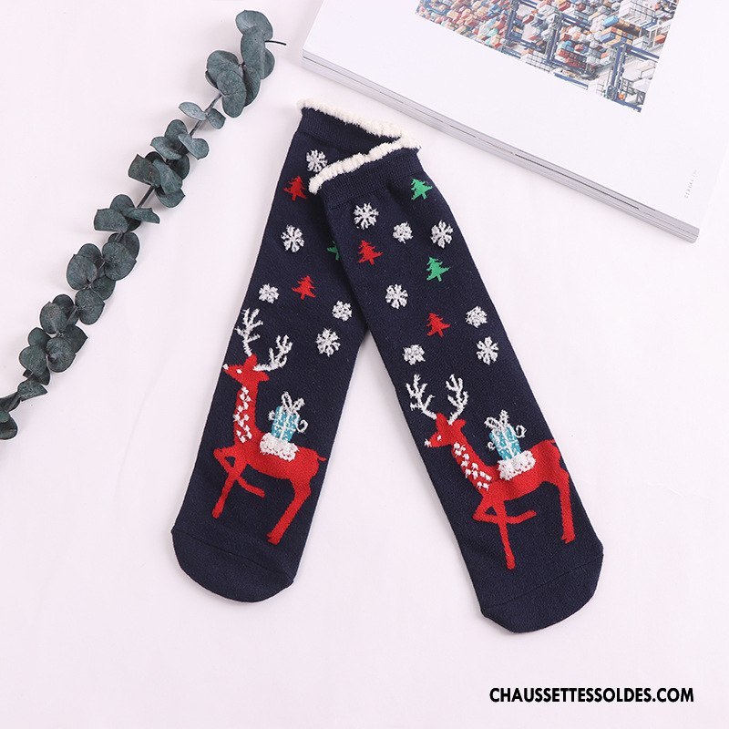 Chaussettes Mi Hautes Femme Charmant Le Nouveau Noël Dessin Animé Rouge
