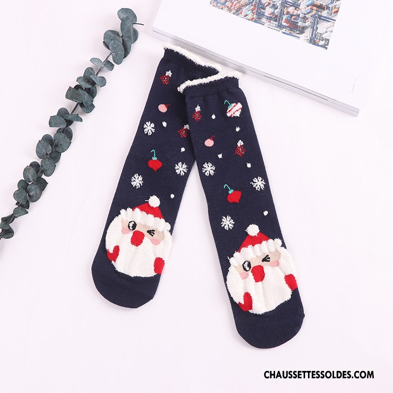 Chaussettes Mi Hautes Femme Charmant Le Nouveau Noël Dessin Animé Rouge