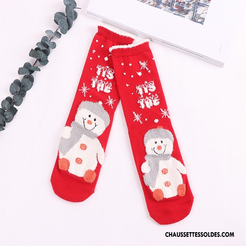 Chaussettes Mi Hautes Femme Charmant Le Nouveau Noël Dessin Animé Rouge