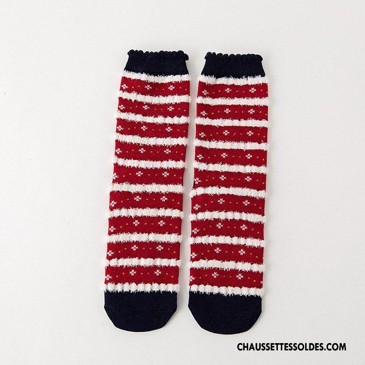 Chaussettes Mi Hautes Femme Charmant Le Nouveau Noël Dessin Animé Rouge