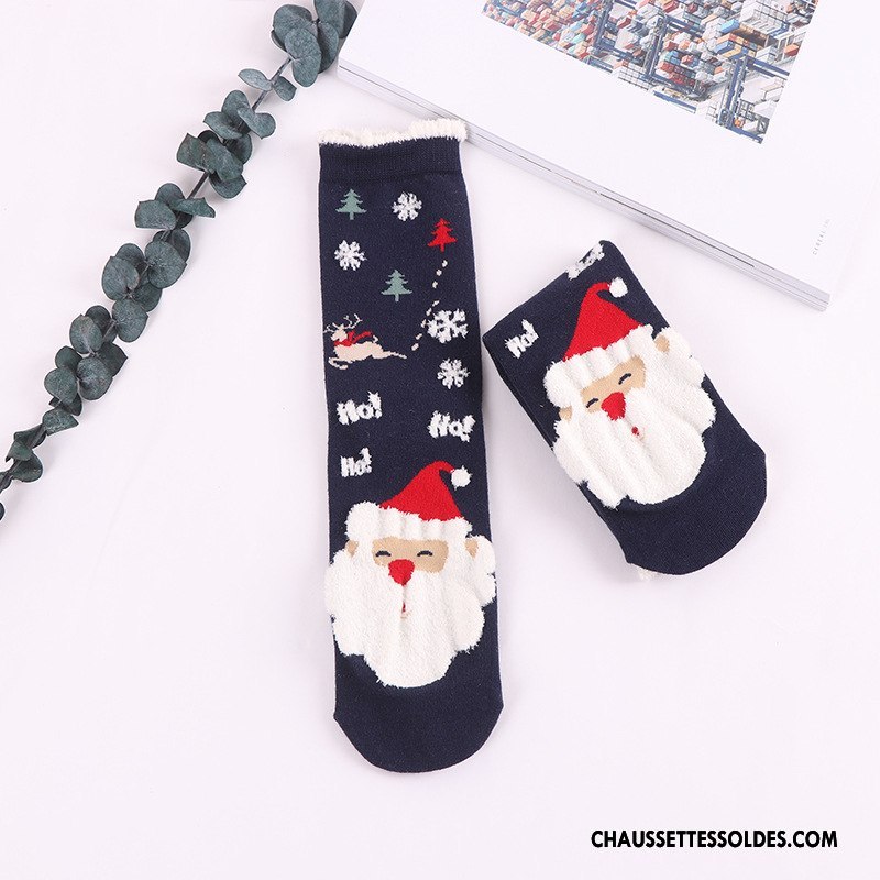 Chaussettes Mi Hautes Femme Charmant Le Nouveau Noël Dessin Animé Rouge
