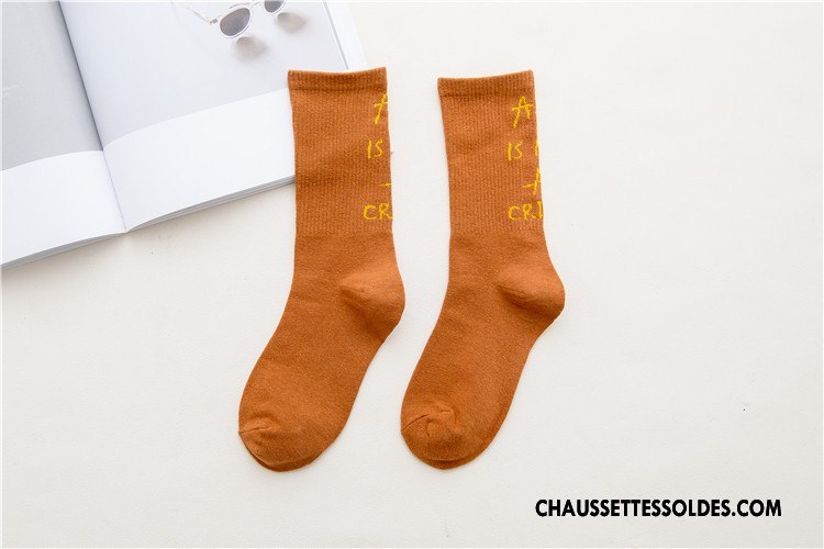 Chaussettes Mi Hautes Femme Chaussette Courte L'automne Coton Bio Lettre Hiver Le Nouveau Marron / Brun