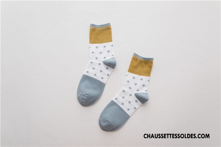 Chaussettes Mi Hautes Femme Chaussette Courte Plaine Milieu Personnalité Chaussettes En Coton Le Nouveau Gris