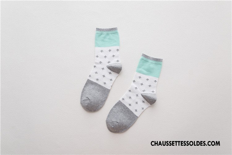 Chaussettes Mi Hautes Femme Chaussette Courte Plaine Milieu Personnalité Chaussettes En Coton Le Nouveau Gris