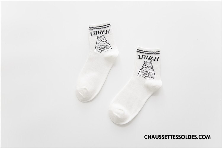 Chaussettes Mi Hautes Femme Chaussette Courte Tous Les Assortis Milieu Coton Bio Le Nouveau Dessin Animé Gris