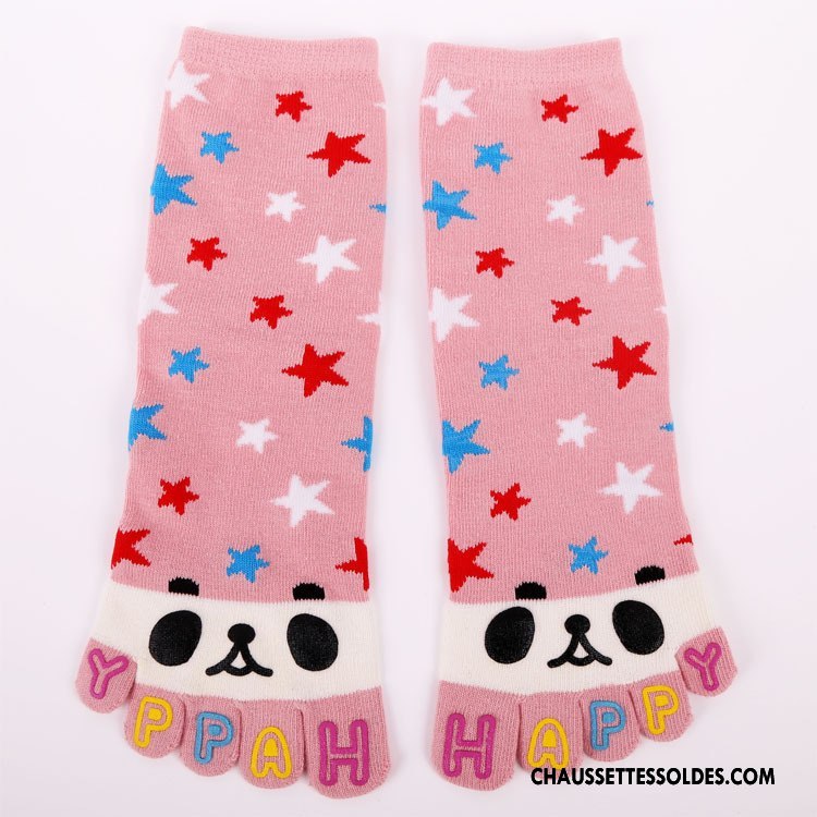 Chaussettes Mi Hautes Femme Chaussette Longue Confortable Cinq Doigts Dessin Animé Matelassé Violet