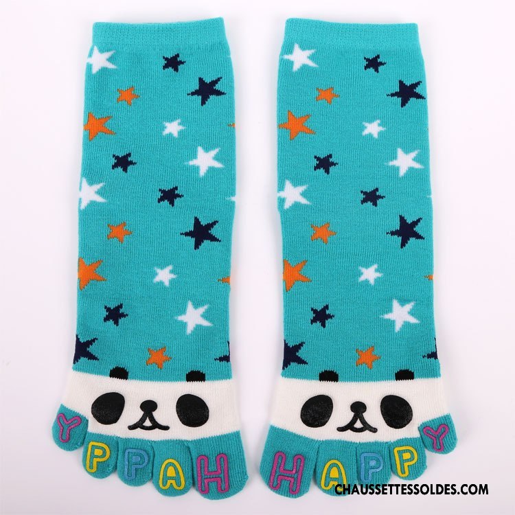 Chaussettes Mi Hautes Femme Chaussette Longue Confortable Cinq Doigts Dessin Animé Matelassé Violet