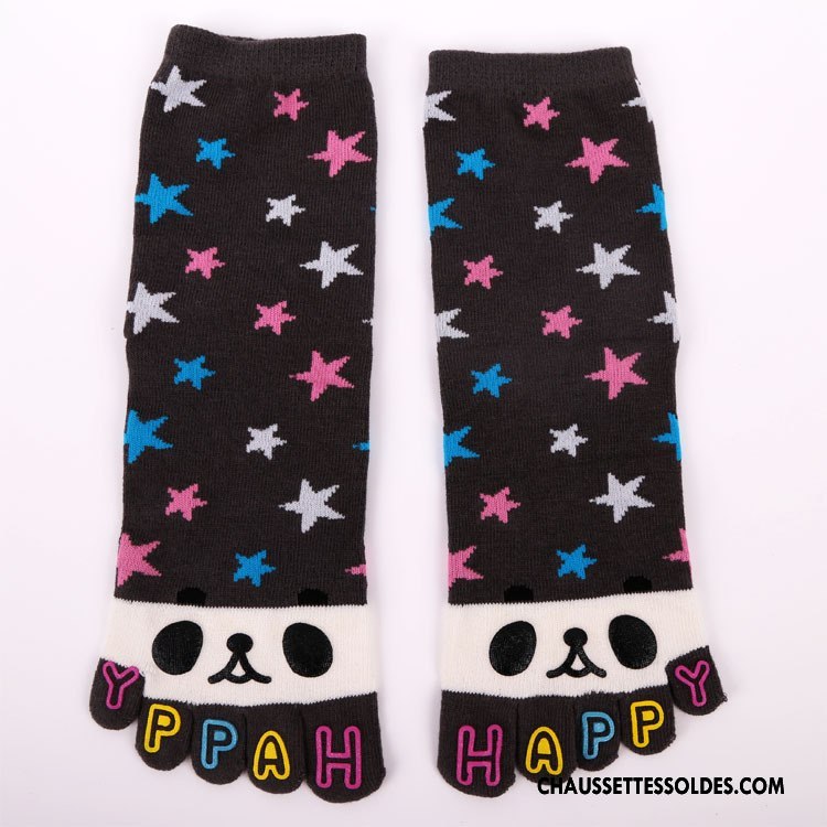 Chaussettes Mi Hautes Femme Chaussette Longue Confortable Cinq Doigts Dessin Animé Matelassé Violet