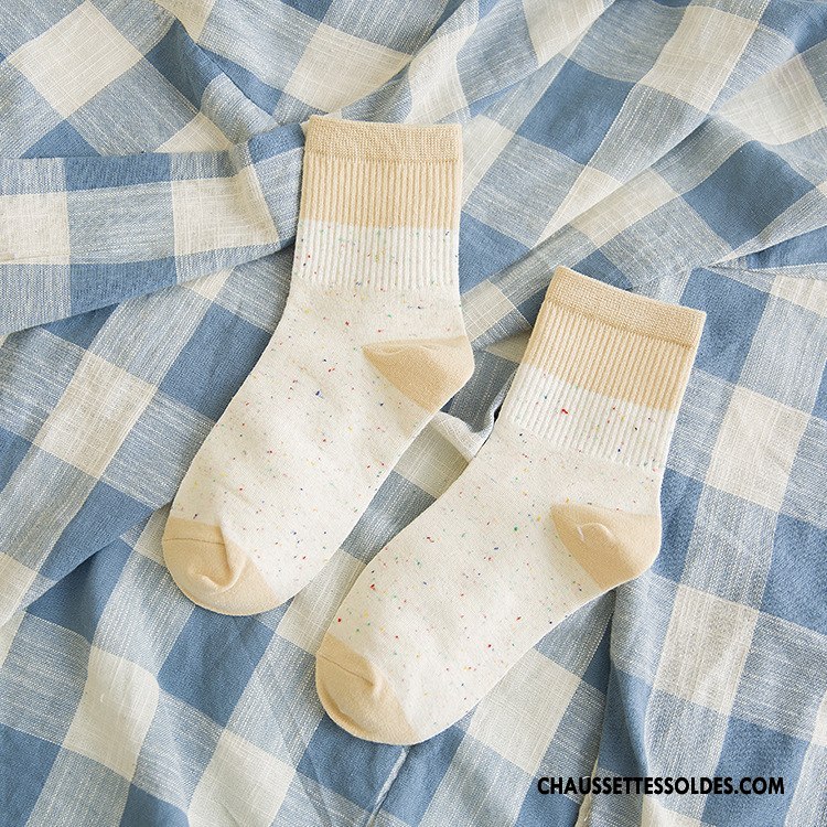 Chaussettes Mi Hautes Femme Chaussette Longue Nouvelles Arrivées Milieu 100% Coton L'automne Beige Blanc