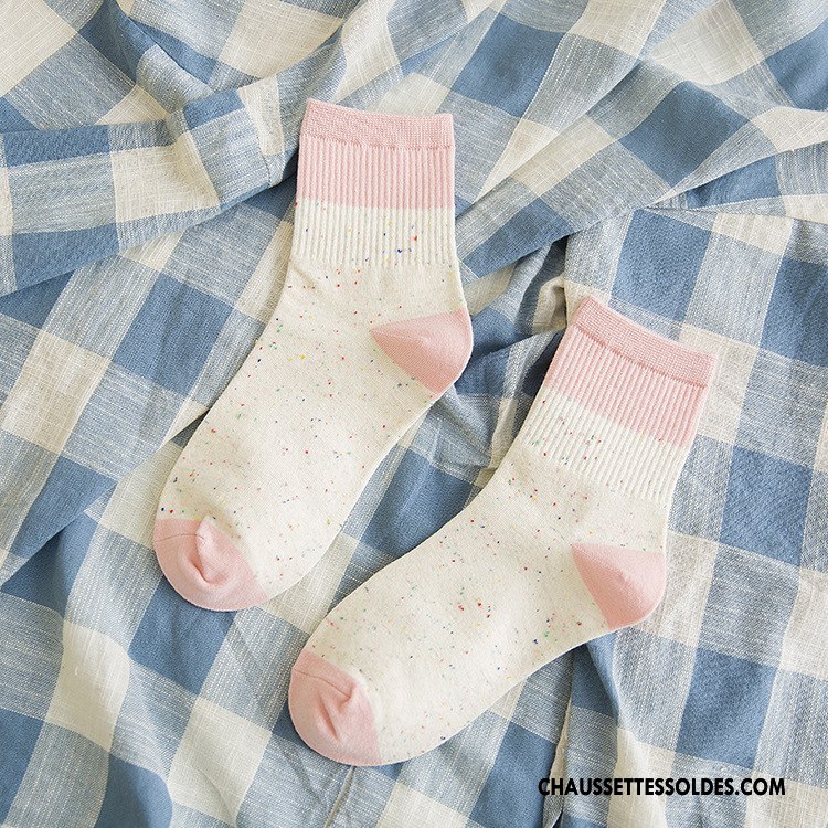 Chaussettes Mi Hautes Femme Chaussette Longue Nouvelles Arrivées Milieu 100% Coton L'automne Beige Blanc