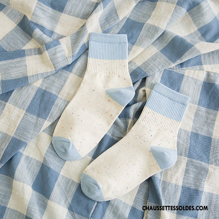 Chaussettes Mi Hautes Femme Chaussette Longue Nouvelles Arrivées Milieu 100% Coton L'automne Beige Blanc