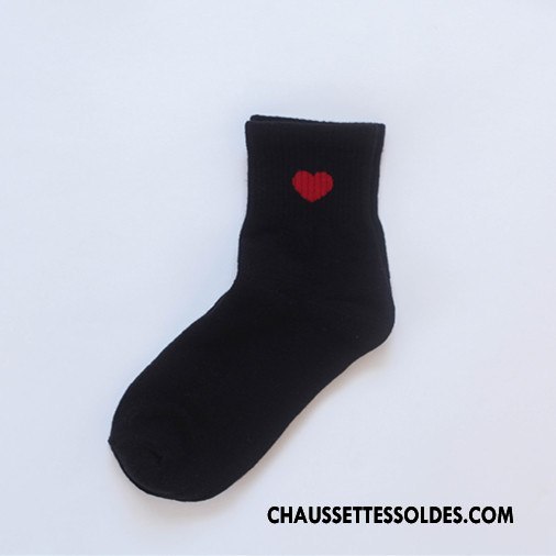 Chaussettes Mi Hautes Femme Chaussettes En Coton Chaussette Courte Le Nouveau Dame Cœur Amour Rouge Rose