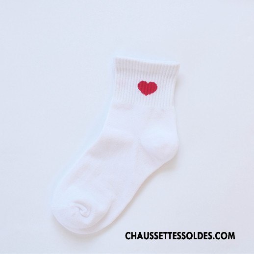 Chaussettes Mi Hautes Femme Chaussettes En Coton Chaussette Courte Le Nouveau Dame Cœur Amour Rouge Rose