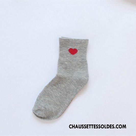 Chaussettes Mi Hautes Femme Chaussettes En Coton Chaussette Courte Le Nouveau Dame Cœur Amour Rouge Rose