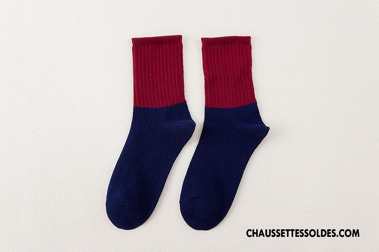Chaussettes Mi Hautes Femme Chaussettes En Coton Dame Le Nouveau Couleurs Mixtes Rose