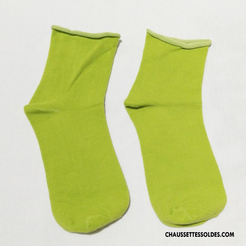 Chaussettes Mi Hautes Femme Chaussettes En Coton Dame Ourlet Tous Les Assortis Nouvelles Arrivées Court Pure Jaune