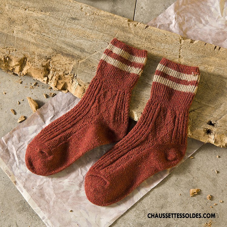 Chaussettes Mi Hautes Femme Chaussettes En Coton Des Chaussettes En Laine Thermiques Renforcé Hiver En Maille Vert