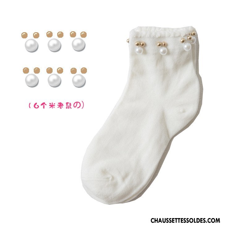 Chaussettes Mi Hautes Femme Chaussettes En Coton Gros Hiver Chaussette Courte Mode L'automne Pure Noir